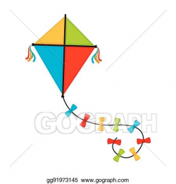 EPS Vector - Cute kite flying icon. Stock Clipart ...
