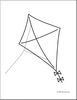 Clip Art: Kite (coloring page) I abcteach.com | abcteach