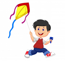 Kite Cartoon Illustration - Small people flying kite material free ...