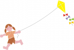 Clipart - Girl Flying Kite