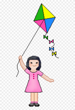 Clip Art Of Kite - Girl Flying Kite Clipart - Png Download ...