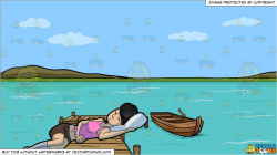 clipart #cartoon A Sleeping Woman and A Long Wooden Dock On ...