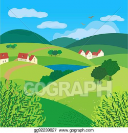 Vector Illustration - Green landscape concept. EPS Clipart ...
