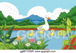 Vector Art - Duck cartoon swimming in lake. Clipart Drawing ...