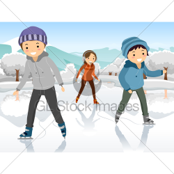 V C Stickman Frozen Lake Ice Skating · GL Stock Images