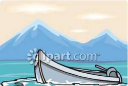 Boat on a Mountain Lake - Royalty Free Clipart Picture