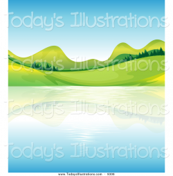 Clipart of a Spring Lake and Hill Landscape by Graphics RF ...