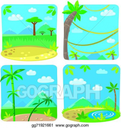 Vector Stock - Set of four funny simple nature background ...