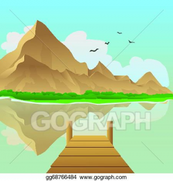 Vector Illustration - Dock on the lake. EPS Clipart ...