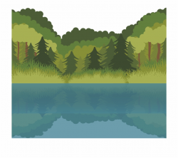 Lake Euclidean Forest - Forest Lake Clipart {#4653280} - Pngtube