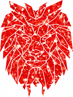 Clipart - Ruby Polygonal Lion Face