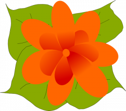 Orange Flower With Leaves Clip Art at Clker.com - vector clip art ...