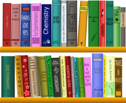 Clipart - Library - Bibliothèque - extra contrast - book titles ...