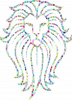 Clipart - Polyprismatic Tiled Lion Face Tattoo