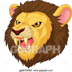 Vector Stock - Angry cartoon lion head mascot . Clipart ...