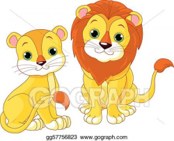 Vector Art - lion couple. Clipart Drawing gg57756823 - GoGraph
