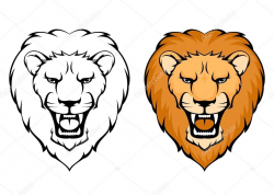 Cartoon Lion Face Roaring Simple illustration of lion | Art ...