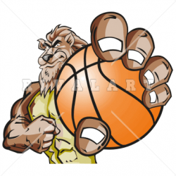 Mascot Clipart Image of A Lion Holding A Basketball Graphic ...