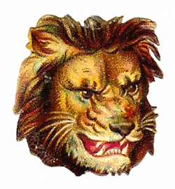 Antique Images: 2 Lion Head Clip Art Digital Download Animal Portraits