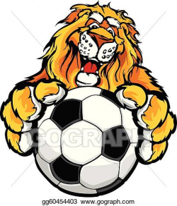 Vector Stock - Cute happy lion mascot with soccer . Clipart ...
