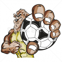 Mascot Clipart Image of A Lion Holding A Soccer Ball Graphic ...