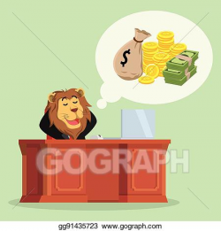 EPS Vector - Business lion thinking about money. Stock ...