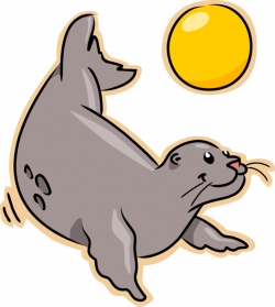 Seal Plays Beach Volleyball - Vector Image