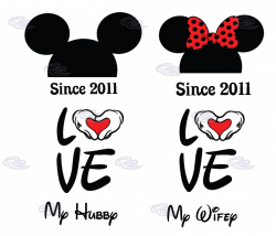 Love My Hubby My Wifey Mickey Minnie Mouse Head With Wedding Date ...