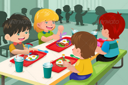 Cartoon kids eating at lunch table | 2D Graphics in 2019 ...