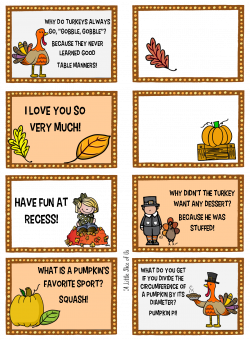 Thanksgiving Lunch Box Notes -