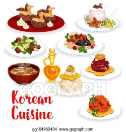 Vector Clipart - Korean cuisine restaurant lunch icon of ...