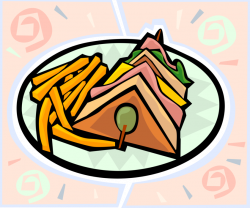 Club Sandwich with French Fries - Vector Image