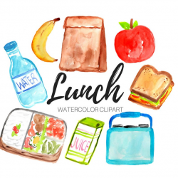 Watercolor clipart - Lunch clipart - back to school clipart - school  clipart - digital sticker clipart - commercial use