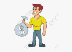 Money Bag Clipart Man - Cartoon Man Holding Money #173830 ...