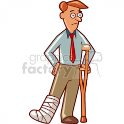 man with broken leg on crutches clipart. Royalty-free clipart # 154474