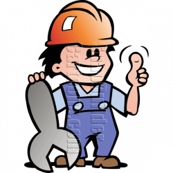 Mechanic Man with Wrench & Hard Hat