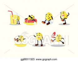 Vector Stock - Lemon man cartoon set. Clipart Illustration ...