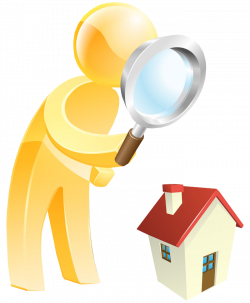 3d people with a magnifying glass and a house | 1designshop