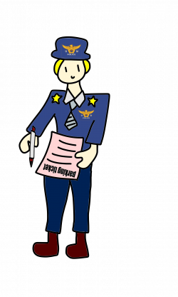 Clipart - police officer with a parking ticket and a pen