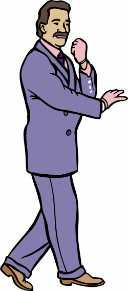 Clipart - Karate guy in a fashionable purple suit w/ gloves