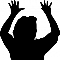 Man raising hands silhouette clipart