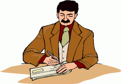 Man writing on papers clipart - Clip Art Library