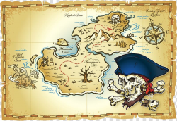 Pirate map illustration, Treasure map Buried treasure Piracy ...