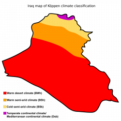 Iraq map of Köppen climate classification | Climatology | Pinterest
