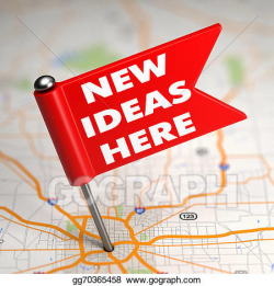 Clipart - New ideas here - small flag on a map background ...