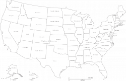 Us Map States Black And White | Cdoovision.com