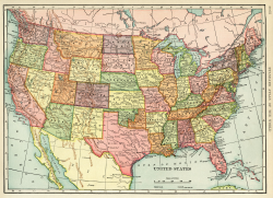 United States map, vintage map download, antique map ...