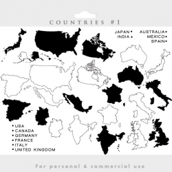 Countries clipart - country clip art, geographic, geography ...