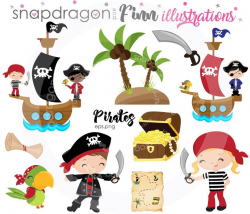 BUY5GET5 Pirate clipart, Pirate Ship clipart, Pirate Boy, Pirate Girl,  Parrot, Treasure, Treasure Map, Pirate Party, kids pirate graphics