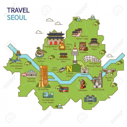 Stock Vector | Travel maps in 2019 | Korea map, Seoul map ...